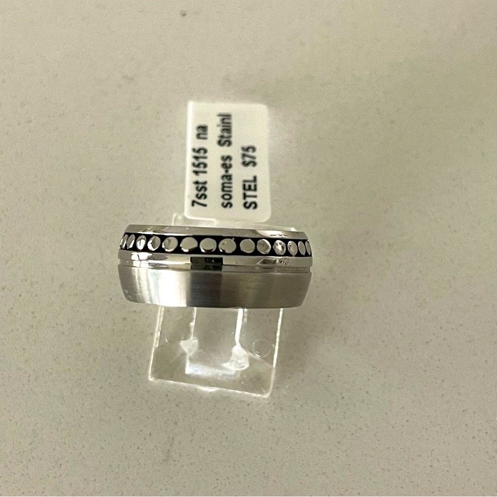 Unisex Stainless Steel wide band dotted edge Size 9